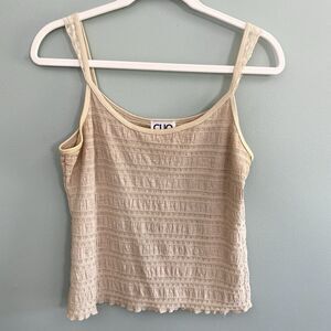 Clio Vintage Y2K Cropped Tank Top Textured Womens Medium Tan USA Feminine